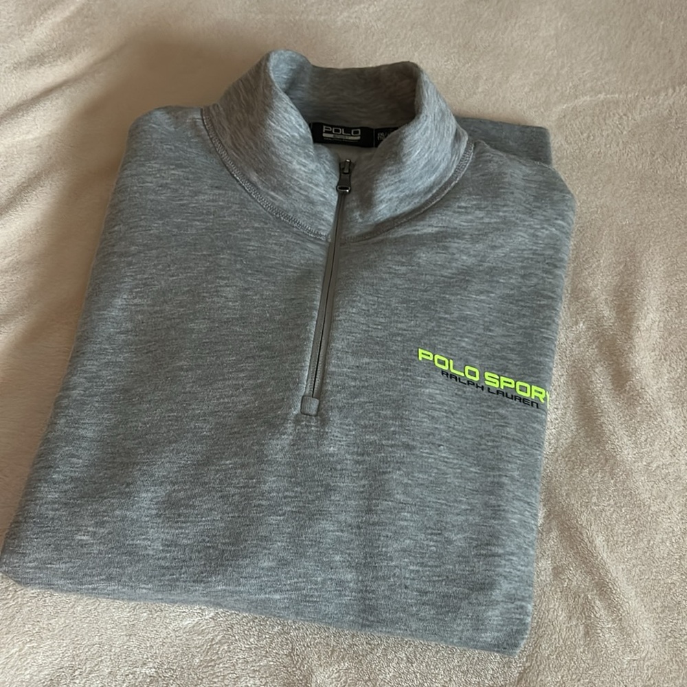 Polo by Ralph Lauren Gray Zip Up Sweater with Sporty Style